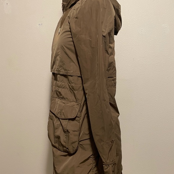 Mountain Hardwear Womens XS Brown Rain Jacket Wind Rain Coat Zip Front Hood - Picture 9 of 13